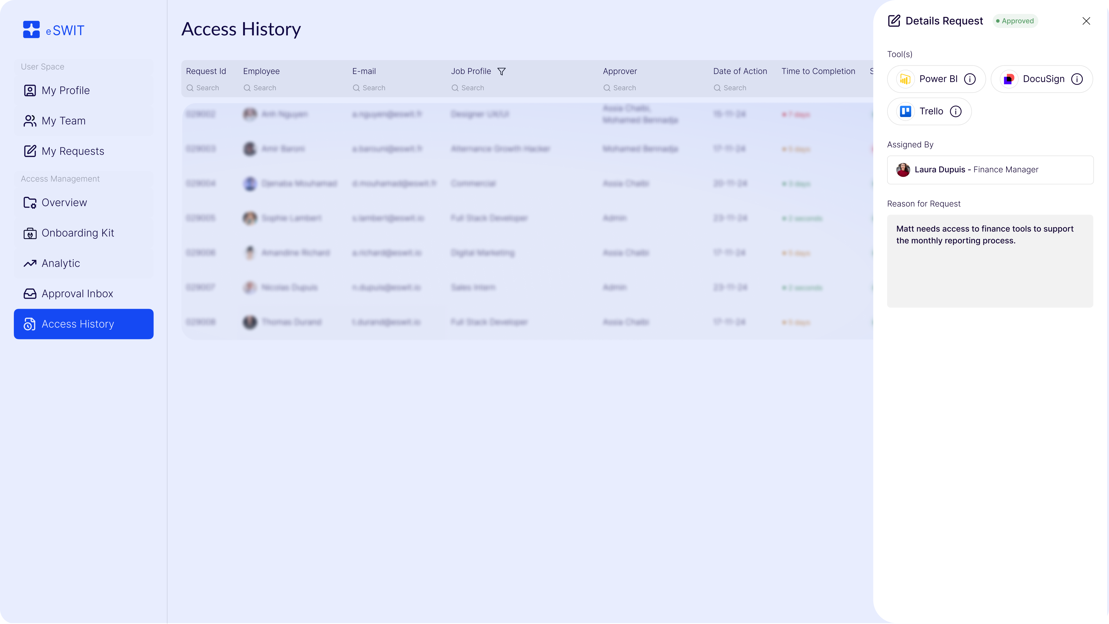 Historique des accès et justification