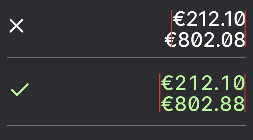 Tabular Number Spacing